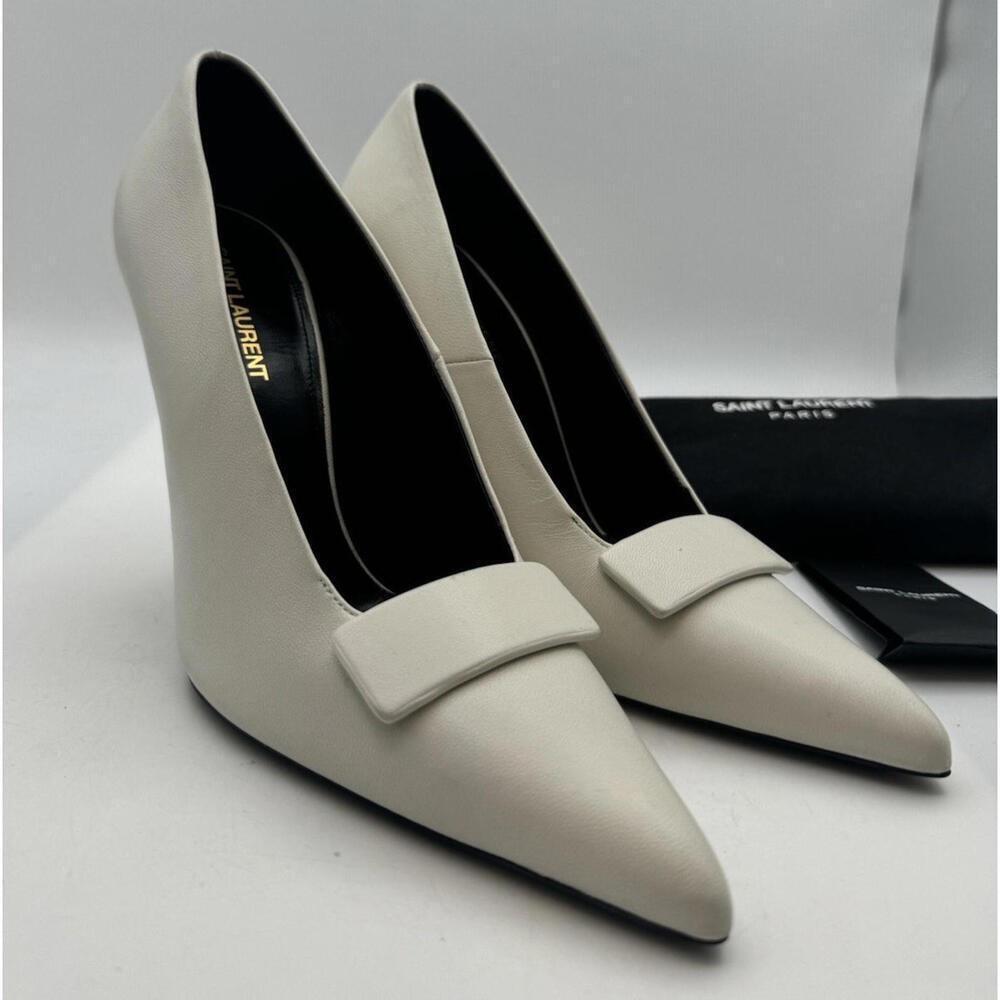 Saint Laurent Kayla 110mm Leather Pumps White Size 39 EU | 9 US